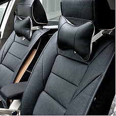Set 2 perne pentru tetiere auto, marca AMIO, pentru sustinere gat din piele ecologica, culoare NEGRU