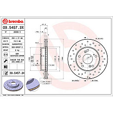 Disc frana Brake disc BREMBO Xtra Drilled front  L/R outer diameter 262 mm thickness 21 mm ACURA RSX HONDA CIVIC VII CIVIC VIII CR-Z INTEGRA STREAM 1.3-2.0 11.00- BREMBO 09.5457.3X