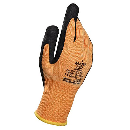 Protectia mainilor Protective gloves MAPA 720 size: 7 1 pair colour: neagra/orange durability: EN 388:2016 4343B EN 407:2003 X2XXXX EN420:2003+A1:2009 how to use: reusable MAPA MAPA 720/7