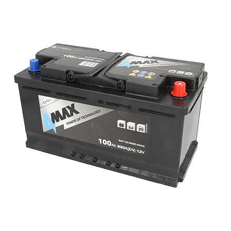Acumulator Pornire Acumulator 4MAX 12V 100Ah/800A R+ borna standard 353x175x190 B13 - flansa de montare 10.5 mm pornire 4MAX BAT100/800R/4MAX