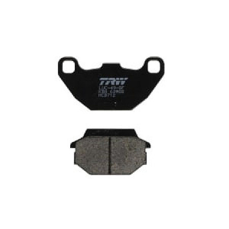 Placute frana fata/spate, utilizare: offroad/route/scooters, material: organic, 43x84,8x8,6mm KAWASAKI KFX; KYMCO AGILITY, LIKE, MX, MXU, PEOPLE, VITALITY 50-500 2000-2019 TRW MCB712