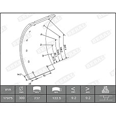 Set garnituri de frictiune, frana tambur Ferodou sabot frana 300x122. 1-supradimensionat  MERCEDES T2/LN1 04.86-12.94 BERAL KBL17351.1-1561