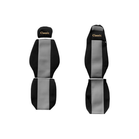 Husa scaun Huse pentru scaune Classic gri material velours serie CLASSIC Cabina MEGA SPACE centura de siguranta a pasagerului asamblata in scaun centura de siguranta a soferului asamblata in scaun scaune F-CORE F-CORE PS25 GRAY