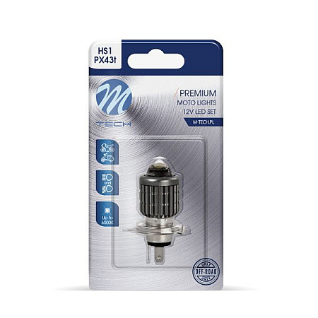 Bec incandescent LED light bulb blister pack 1pcs HS1 12V 15W no road approval for vehicles without CAN-Bus white M-TECH LB574W-01B