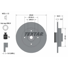 Disc frana Disc de frana cu rulment Spate Dreapta/Stanga cu magnet integrat inel transmitator de impuls CITROEN C4 C4 I PEUGEOT 307 307/KOMBI 1.4-2.0D 08.00- TEXTAR 92133303