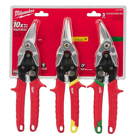 Unelte de taiat si debitat Nozyce tinsmith for cutting metal sheets length: 260 mm intended use: metal 3pcs MILWAUKEE 48224533