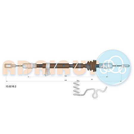 Cablu, frana de parcare Cablu frana de mana 1505mm/1285mm FORD TOURNEO CUSTOM V362 TRANSIT CUSTOM V362 2.0D/2.2D 04.12- ADRIAUTO AD13.0218.2