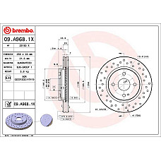 Disc frana Brake disc BREMBO Xtra 1pcs Drilled front  L/R outer diameter 258 mm thickness 23 mm MAZDA 2 1.3-1.6D 07.07- BREMBO 09.A968.1X