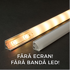 Profil  din aluminiu pt. benzi LED 1000x16x16mm - rotunjit