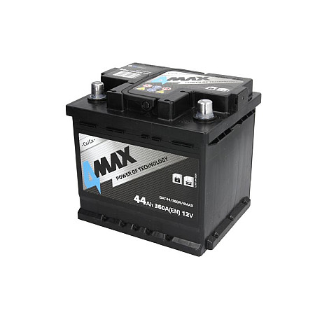Acumulator Pornire Acumulator 4MAX 12V 44Ah/360A R+ borna standard 210x175x190 B13 - flansa de montare 10.5 mm pornire 4MAX BAT44/360R/4MAX