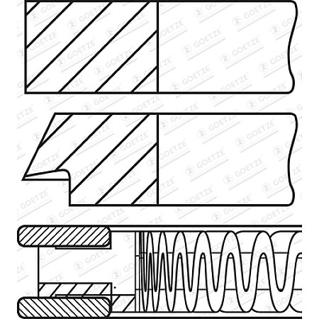 Set segmenti piston 71 STD 1 12 2 EN GOETZE 08 448500 00