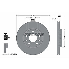 Disc frana Fata Dreapta/Stanga fara pivot de fixare a rotii DACIA DUSTER DUSTER/SUV RENAULT CAPTUR II DUSTER FLUENCE GRAND SCENIC III LAGUNA LAGUNA III 1.0-Electric 10.07- TEXTAR 92195505