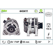 Alternator 14V 150A VOLVO C30 C70 II S40 II V50 FORD C-MAX FIESTA V FOCUS C-MAX FOCUS II FUSION KUGA I 1.4/1.6D/2.0D 10.03-12.12 VALEO VAL440411