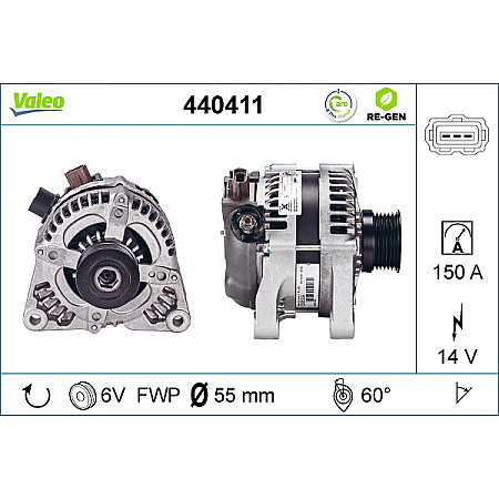 Alternator 14V 150A VOLVO C30 C70 II S40 II V50 FORD C-MAX FIESTA V FOCUS C-MAX FOCUS II FUSION KUGA I 1.4/1.6D/2.0D 10.03-12.12 VALEO VAL440411