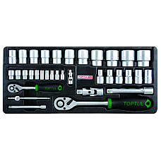 Unelte (inserturi) pentru carucioare Introduceti tava cu instrumente pentru carucior 1/2 1/4 setul de instrumente 34 szt. dimensiune cartus: 434x176 mm TOPTUL GCAT3402