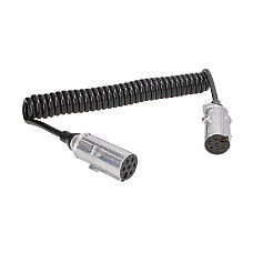 Cablu infasurat Sirma electrica spiralata poliuretan lungime de lucru 35m lungime maxima 4m cu dopuri feminine numar pini: 7 numar cabluri: 1x1+6x075mm dopuri din aliaj tip N TRUCKLIGHT EC-N07-ALU