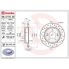Disc frana Brake disc BREMBO Xtra Drilled rear  L/R outer diameter 262 mm thickness 10 mm HYUNDAI CRETA ELANTRA V ELANTRA VI I30 KONA KONA/SUV VELOSTER KIA CEE'D 1.0-2.0 09.10- BREMBO 08.C172.2X