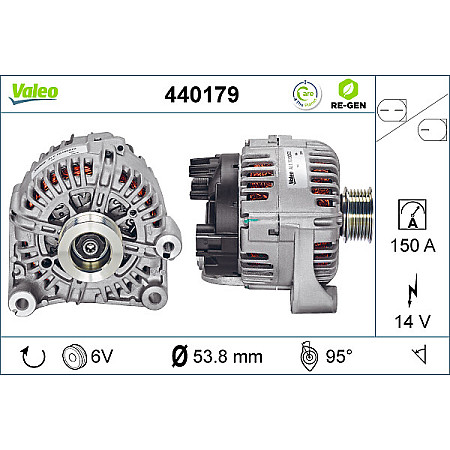 Alternator 14V 150A BMW 3 E90 3 E91 5 E60 5 E61 7 E65 E66 E67 X3 E83 2.0D/3.0D 09.03-06.12 VALEO VAL440179