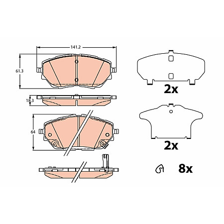 Set placute frana,frana disc Brake pads set front   TOYOTA C-HR COROLLA 1.2/1.8H/2.0H 10.16- TRW AUTOMOTIVE GDB2290