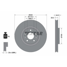 Disc frana Fata Dreapta/Stanga fara pivot de fixare a rotii  RENAULT CLIO IV ESPACE V GRAND SCENIC III GRAND SCENIC IV LAGUNA LAGUNA III LATITUDE MEGANE III 1.2-3.5 10.07- TEXTAR 92195403