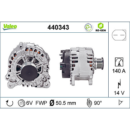 Alternator 14V 140A VW AMAROK CRAFTER 30-35 CRAFTER 30-50 MULTIVAN V MULTIVAN VI TRANSPORTER / CARAVELLE VI TRANSPORTER V TRANSPORTER VI 2.0D 09.09- VALEO VAL440343