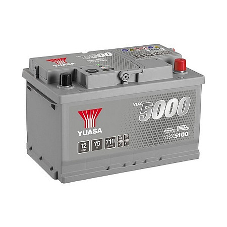 Acumulator Pornire Battery YUASA 12V 75Ah/710A YBX5000 Silver High Performance SMF R+ standard 278x175x175 B13 starting YUASA YBX5100