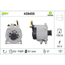 Alternator 14V 150A MERCEDES A W168 A W169 VANEO 414 1.7D/2.0D 07.98-06.12 VALEO VAL439455