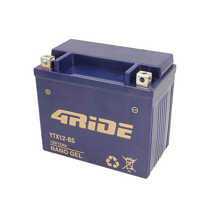 Acumulator Pornire Baterie Gel Starting 4 RIDE 12V 12Ah 180A L+ Fara intretinere 150x86x130mm Pornit YTX12 BS fits AEON COBRA CROSSLAND APRILIA ATLANTIC PEGASO RST RSV SCARABEO SPORTCITY 50 1340 1980 2021 4RIDE