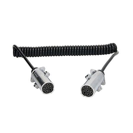 Cablu infasurat Sirma electrica spiralata lungime de lucru 35m numar cabluri: 1x15+6x1mm dopuri din aliaj tip N TRUCKLIGHT EC-N07-ALU-3.5M