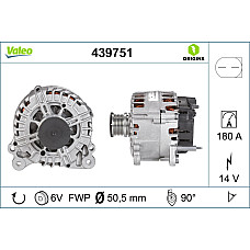Alternator 14V 180A SKODA SUPERB II VW CRAFTER 30-35 CRAFTER 30-50 MULTIVAN V MULTIVAN VI PASSAT B6 TRANSPORTER / CARAVELLE VI TRANSPORTER V TRANSPORTER VI 2.0D/3.6 04.07- VALEO VAL439751