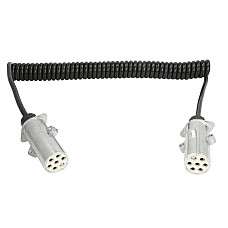 Cablu infasurat Sirma electrica spiralata lungime de lucru 4m cu dopuri feminine numar pini: 7 numar cabluri: 1x15+6x1mm dopuri din aliaj tipuri TRUCKLIGHT EC-S07-ALU-4.0M