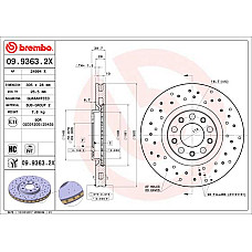 Disc frana Brake disc BREMBO Xtra 1pcs Drilled front  L/R outer diameter 305 mm thickness 28 mm ALFA ROMEO 159 BRERA GIULIETTA GIULIETTA/HATCHBACK SPIDER CHRYSLER 200 1.4-2.4 06.05- BREMBO 09.9363.2X