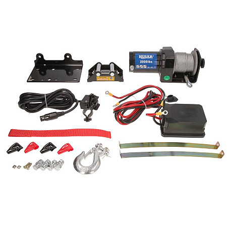 Troliu ATV ATV and quad winches towed weight 907kg 09HP voltage 12V reduction 153:1 rope type steel 15m brake type automatic HUSAR WINCH BST2000LBS