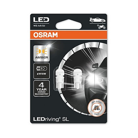Bec, iluminare demarcare / avertizare Bec LED ambalaj blister 2buc W5W 12V 05W W21X95D LEDriving SL chihlimbar OSRAM OSR2827DYP-02B