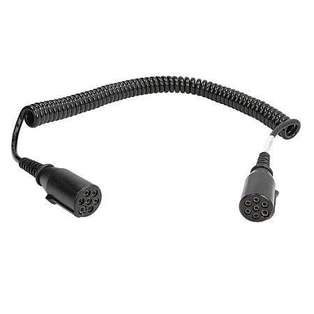 Cablu infasurat Sirma electrica spiralata poliuretan lungime de lucru 3m lungime maxima 45m dopuri numar pini: 7 numar cabluri: 1x15+6x1mm temperatura de lucru pina la 125 * C tip N EURO 6 JAEGER 611254EJ