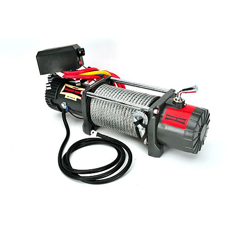 Troliu pentru trasuri si vehicule speciale Winch for carriages and special vehicles Truck towed weight 6350kg/14000lb 78HP voltage 24V transmission 3-step planetary reduction 265:1 rope type steel 20m brake type dynamic DRAGON WINCH DWT14000HD 24V