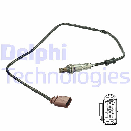 Sonda lambda 865mm  KIA SORENTO I NISSAN X-TRAIL I SEAT MII SKODA CITIGO SUZUKI BALENO VW LOAD UP UP! 1.0-2.4 06.01- DELPHI ES21103-12B1