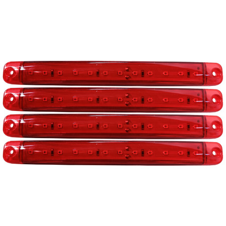 Lampa gabarit cu 12 LED-uri 12/24V set 4buc Cridem - Rosu