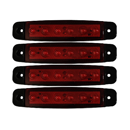 Lampa gabarit cu 6 LED-uri 12/24V set 4buc - Rosu