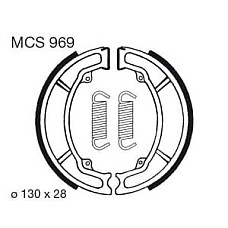 Saboti frana fata/spate 130x28mm cu arcuri HYOSUNG KR; KAWASAKI AE, AR, KAZER, KC, KE, KLF, KLX, KMX, LT; SUZUKI A, AP, DR-Z, FR, GP, GT; YAMAHA XC 50-250 1975-2010 TRW MCS969