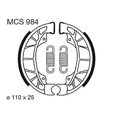 Saboti frana spate 110x25mm cu arcuri DERBI ATLANTIS; GILERA RUNNER, TYPHOON; PIAGGIO/VESPA DIESIS, ET2, ET4, HEXAGON, LX, LXV, S, SKIPPER, SKR, TPH, TYPHOON, ZIP 50-150 1994-2017 TRW MCS984