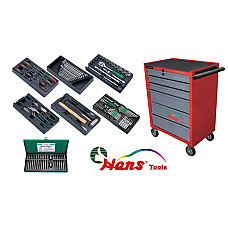 Carucior cu scule  numar piese 155 buc numar sertare 6 culoare Gri/Rosu HANS 9916EQ-GTT155