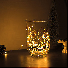 Sir de lumini LED de Craciun - 5 m -50 LED - alb cald, 3xAA