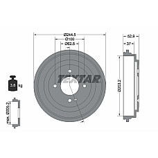 Tambur frana Brake drum rear  KIA PICANTO III 1.0/1.2 03.17- TEXTAR 94048100