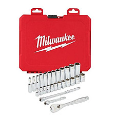 "Set scule Set of tools / Sockets set homogenous 28 pcs profile: Hexagonal socket / drive: 1/4"" packaging: plastic suitcase" MILWAUKEE 4932464943