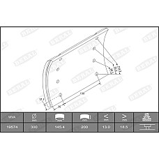 Set garnituri de frictiune, frana tambur Ferodou sabot frana 300x200. Dimensiuni mari de 2mm BPW NH NR 01.82- BERAL KBL19574.2-1517