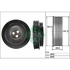 Fulie curea, arbore cotit Crankshaft pulley number of ribs: 4 6 with torsion damper CITROEN JUMPER II FIAT DUCATO FORD TOURNEO CUSTOM V362 TRANSIT TRANSIT CUSTOM V362 TRANSIT TOURNEO 2.0D-2.4D 04.06- INA 544 0166 10