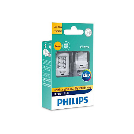 Bec, semnalizator Bec LED cutie 2buc WY21W 12V 075W Wx3x16q Ultinon LED chihlimbar PHILIPS PHI 11065ULAX2