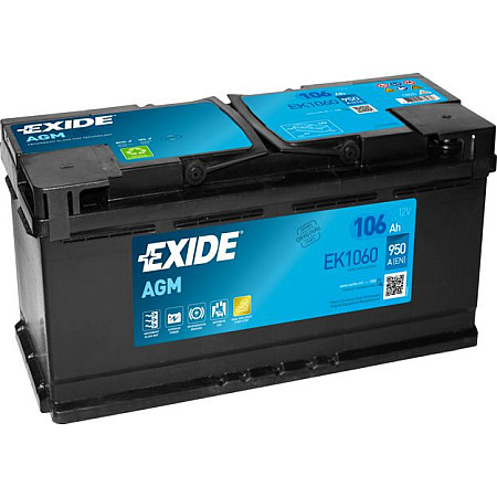 Acumulator Pornire Battery EXIDE 12V 106Ah/950A AGM START&amp;STOP AGM R+ en 392x175x190 B13 agm EXIDE EK1060