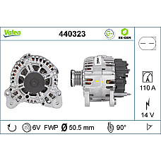 Alternator 14V 110A AUDI A1 A3 SEAT ALTEA ALTEA XL IBIZA IV IBIZA IV SC IBIZA IV ST LEON TOLEDO IV SKODA FABIA II OCTAVIA II RAPID YETI VW BEETLE 1.0-2.0D 11.08- VALEO VAL440323